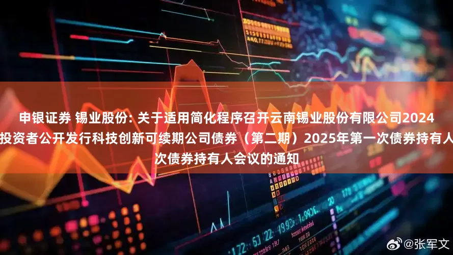 申银证券 锡业股份: 关于适用简化程序召开云南锡业股份有限公司2024年面向专业投资者公开发行科技创新可续期公司债券（第二期）2025年第一次债券持有人会议的通知